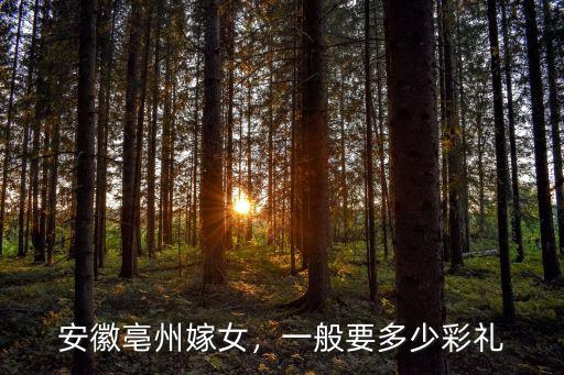 安徽亳州嫁女，一般要多少彩禮