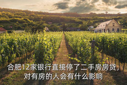 合肥12家銀行直接停了二手房房貸，對有房的人會有什么影響