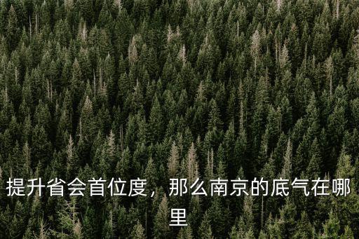 提升省會首位度，那么南京的底氣在哪里