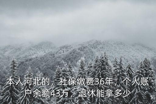本人河北的，社保繳費36年，個人賬戶余額43萬，退休能拿多少