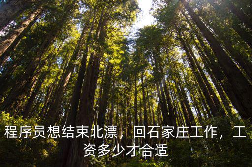 程序員想結束北漂，回石家莊工作，工資多少才合適