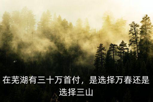 在蕪湖有三十萬首付，是選擇萬春還是選擇三山