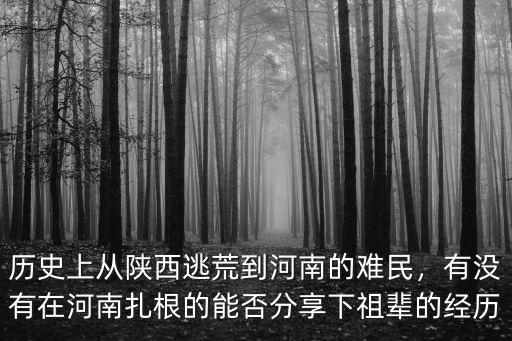 歷史上從陜西逃荒到河南的難民，有沒有在河南扎根的能否分享下祖輩的經(jīng)歷