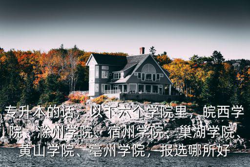 專升本的話，以下六個學院里，皖西學院、滁州學院、宿州學院、巢湖學院、黃山學院、亳州學院，報選哪所好