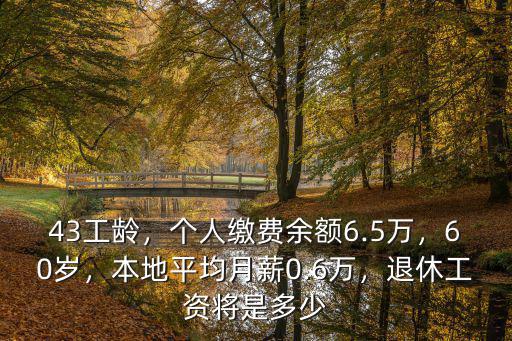 43工齡，個人繳費余額6.5萬，60歲，本地平均月薪0.6萬，退休工資將是多少