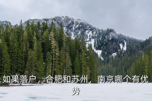 如果落戶，合肥和蘇州，南京哪個有優勢