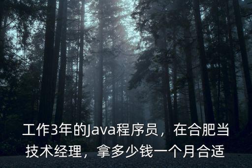 工作3年的Java程序員，在合肥當技術經理，拿多少錢一個月合適