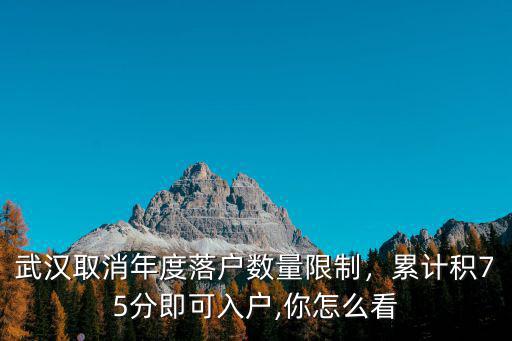 武漢取消年度落戶數量限制，累計積75分即可入戶,你怎么看