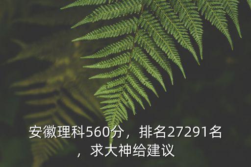 安徽理科560分，排名27291名，求大神給建議