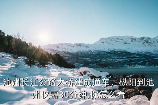 池州長江公路大橋建成通車，樅陽到池州僅需30分鐘,你怎么看