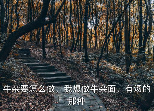 牛雜要怎么做，我想做牛雜面，有湯的那種