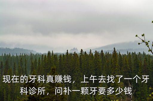 現在的牙科真賺錢，上午去找了一個牙科診所，問補一顆牙要多少錢