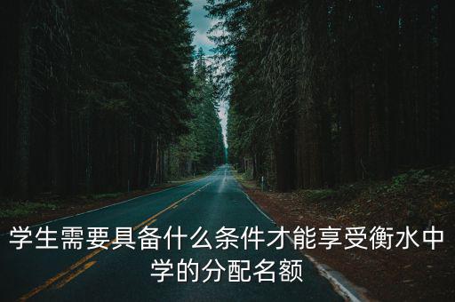 學(xué)生需要具備什么條件才能享受衡水中學(xué)的分配名額