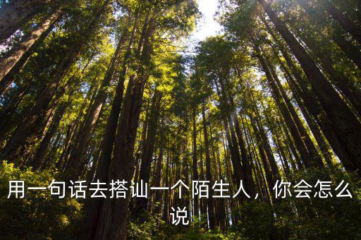 用一句話去搭訕一個陌生人，你會怎么說