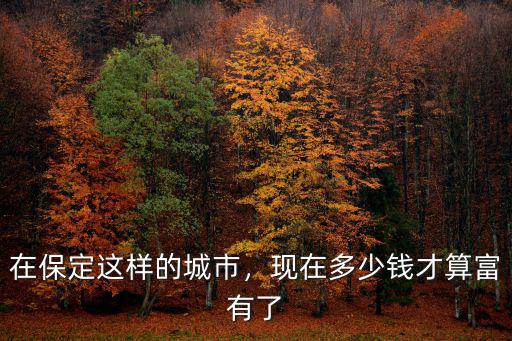在保定這樣的城市，現(xiàn)在多少錢才算富有了