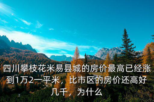 攀枝花房價最高的是哪里,如何看待攀枝花的房價