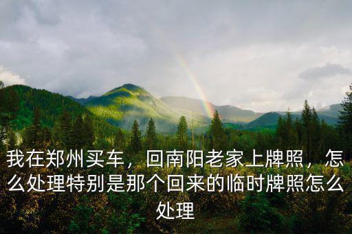 汽車在鄭州怎么弄回來,我在鄭州買車