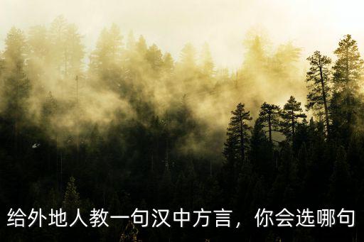 給外地人教一句漢中方言，你會選哪句