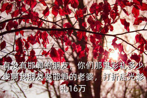 邯鄲成安縣彩禮多少錢,邯鄲各縣娶媳婦彩禮多少錢