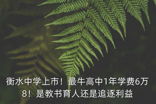 自貢衡水中學一年學費多少,衡水中學學費是多少