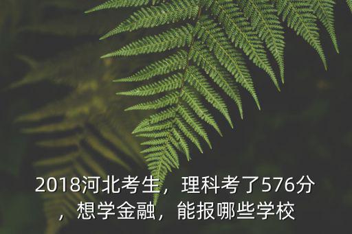2018河北考生，理科考了576分，想學金融，能報哪些學校