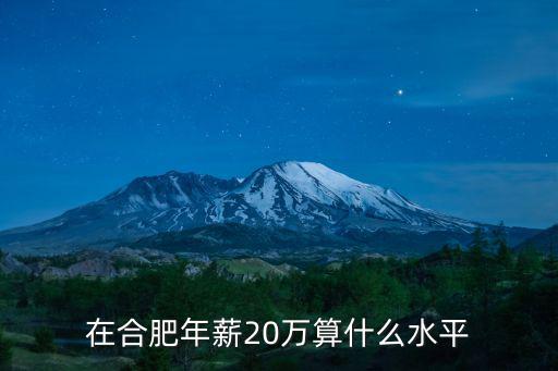 合肥年薪多少算高收入,在合肥年薪20萬算什么水平