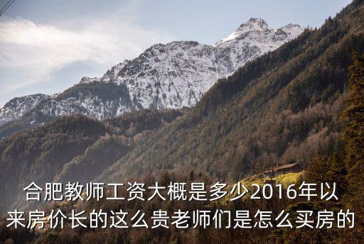 合肥教師工資大概是多少2016年以來房價長的這么貴老師們是怎么買房的