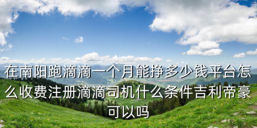 在南陽跑滴滴一個月能掙多少錢平臺怎么收費注冊滴滴司機什么條件吉利帝豪可以嗎