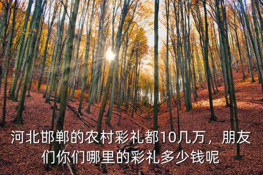 河北邯鄲的農村彩禮都10幾萬，朋友們你們哪里的彩禮多少錢呢