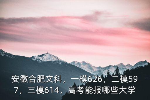 安徽合肥文科，一模626，二模597，三模614，高考能報哪些大學