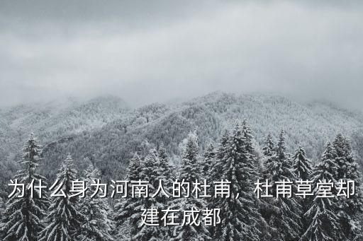 為什么身為河南人的杜甫，杜甫草堂卻建在成都
