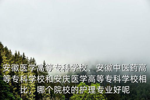 安徽醫學高等專科學校、安徽中醫藥高等?？茖W校和安慶醫學高等?？茖W校相比，哪個院校的護理專業好呢