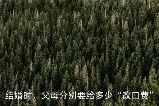 結婚時，父母分別要給多少“改口費”