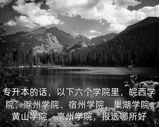 專升本的話，以下六個學院里，皖西學院、滁州學院、宿州學院、巢湖學院、黃山學院、亳州學院，報選哪所好