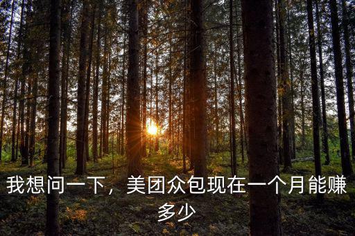 我想問一下，美團(tuán)眾包現(xiàn)在一個月能賺多少