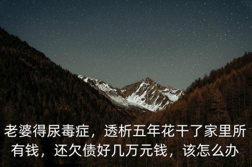老婆得尿毒癥，透析五年花干了家里所有錢，還欠債好幾萬元錢，該怎么辦