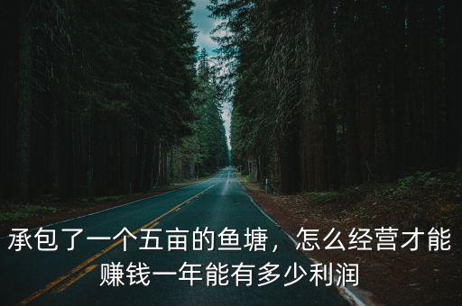 開封中牟包個魚塘養魚一年多少錢,一年能有多少利潤