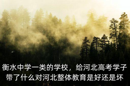 衡水中學一類的學校，給河北高考學子帶了什么對河北整體教育是好還是壞