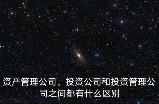 資產(chǎn)管理公司、投資公司和投資管理公司之間都有什么區(qū)別