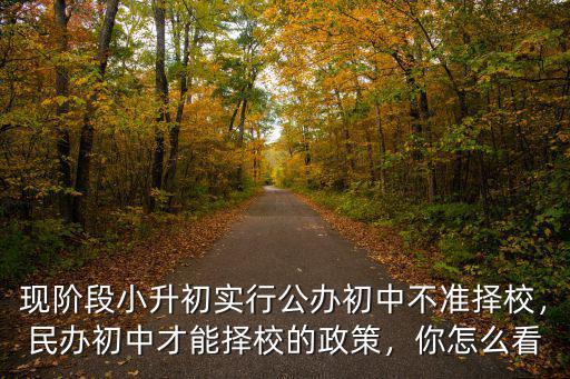 現階段小升初實行公辦初中不準擇校，民辦初中才能擇校的政策，你怎么看