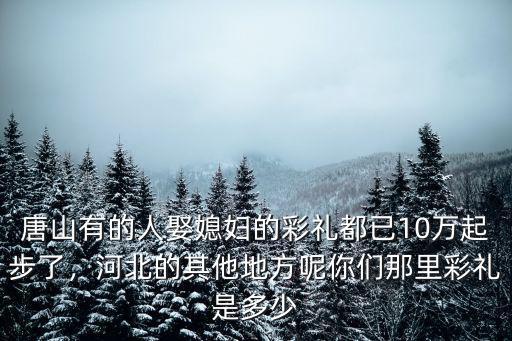 唐山有的人娶媳婦的彩禮都已10萬起步了，河北的其他地方呢你們那里彩禮是多少