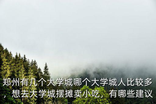 鄭州有幾個大學城哪個大學城人比較多，想去大學城擺攤賣小吃，有哪些建議