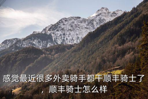 感覺最近很多外賣騎手都干順豐騎士了，順豐騎士怎么樣