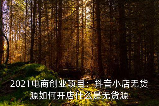 2021電商創業項目：抖音小店無貨源如何開店什么是無貨源