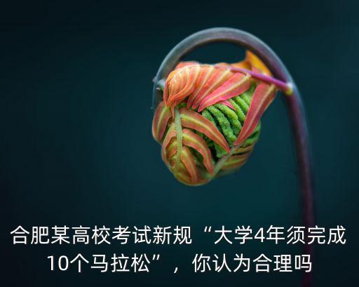 合肥某高校考試新規“大學4年須完成10個馬拉松”，你認為合理嗎