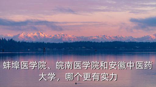 蚌埠醫學院、皖南醫學院和安徽中醫藥大學，哪個更有實力