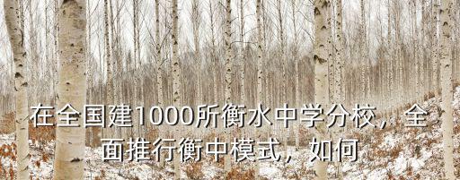 在全國建1000所衡水中學(xué)分校，全面推行衡中模式，如何