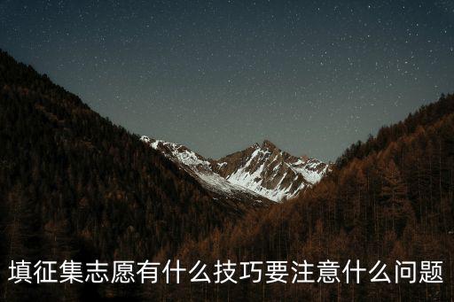 填征集志愿有什么技巧要注意什么問題