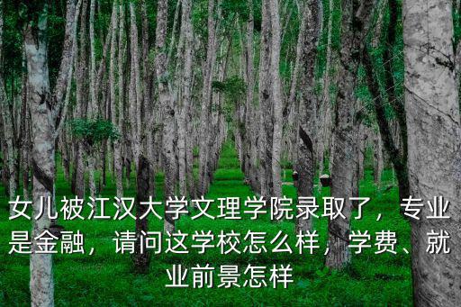 女兒被江漢大學(xué)文理學(xué)院錄取了，專業(yè)是金融，請問這學(xué)校怎么樣，學(xué)費、就業(yè)前景怎樣