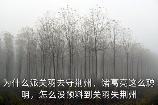 為什么派關羽去守荊州，諸葛亮這么聰明，怎么沒預料到關羽失荊州